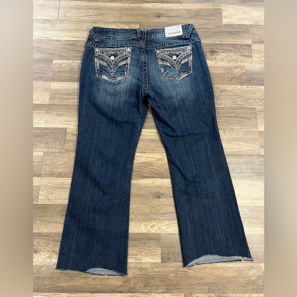 Vigoss The Dallas Slim Boot Woman’s Dark Wash Sturdy Western Bling Jeans 16 - Picture 11 of 16